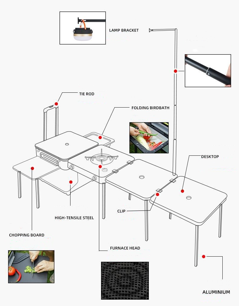 New Outdoor Cooking Station Multifunctional Integrated Box with Wheels 